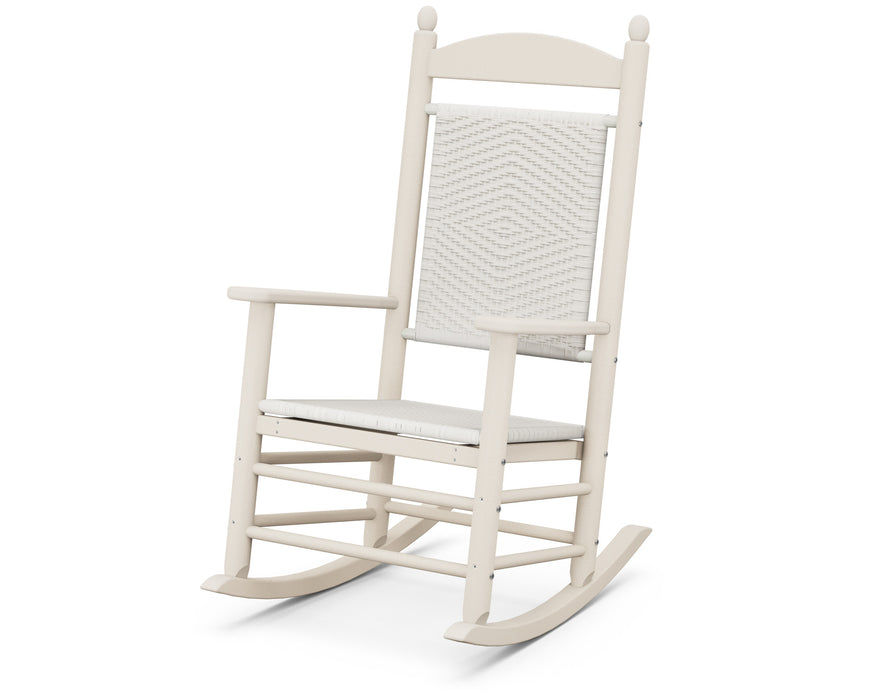 POLYWOOD Jefferson Woven Rocking Chair in Sand / White Loom