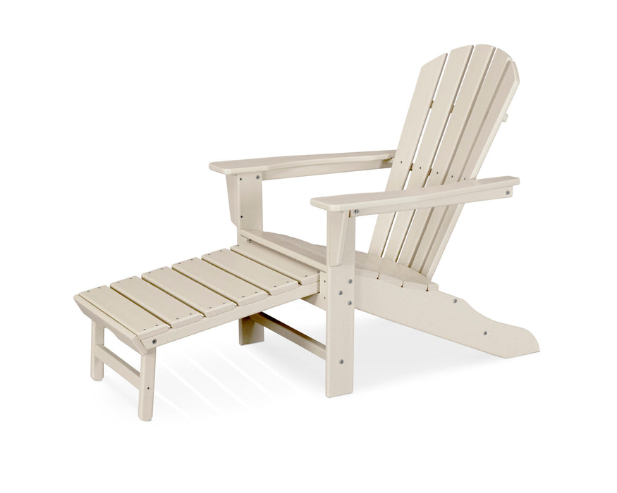 POLYWOOD Palm Coast Ultimate Adirondack with Hideaway Ottoman in Sand