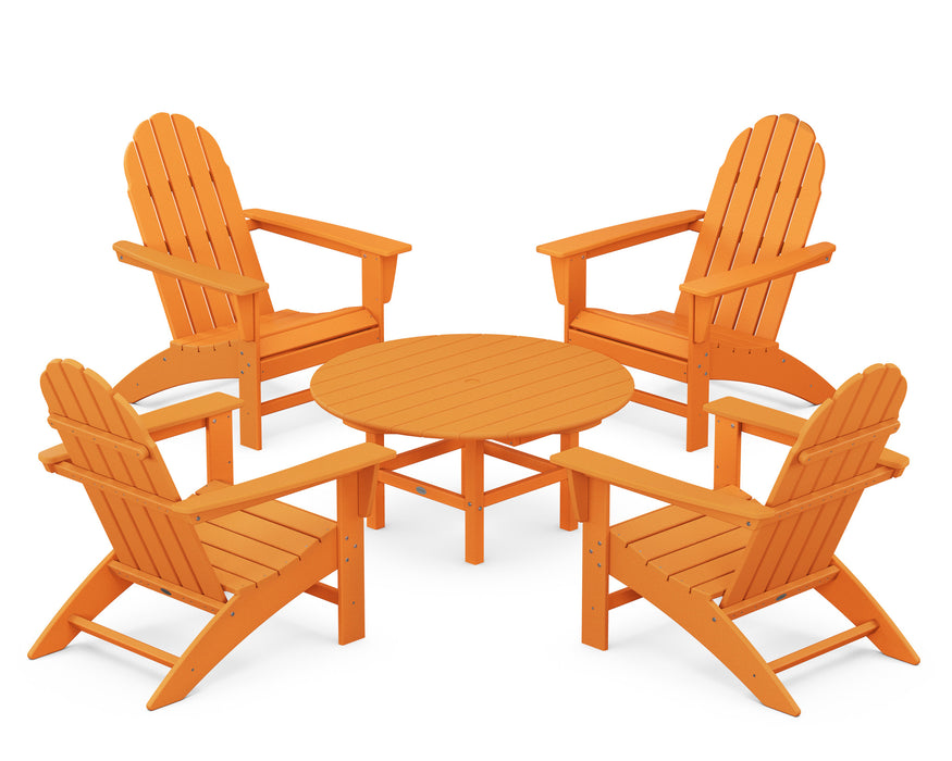 POLYWOOD Vineyard 5-Piece Adirondack Chair Conversation Set in Tangerine