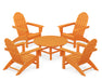 POLYWOOD Vineyard 5-Piece Adirondack Chair Conversation Set in Tangerine