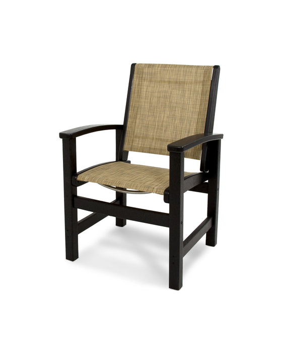 POLYWOOD Coastal Dining Chair in White with Navy 2 fabric