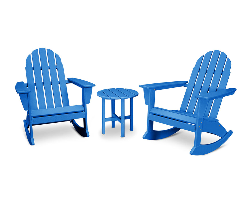 POLYWOOD Vineyard 3-Piece Adirondack Rocking Chair Set in Pacific Blue