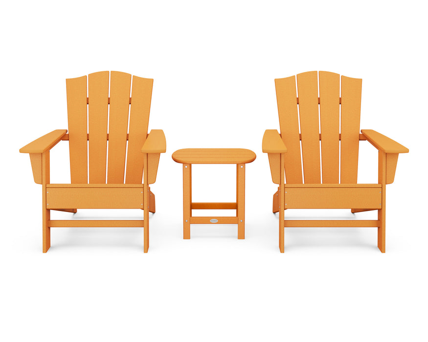 POLYWOOD Wave 3-Piece Adirondack Chair Set with The Crest Chairs in Tangerine