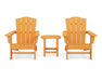 POLYWOOD Wave 3-Piece Adirondack Chair Set with The Crest Chairs in Tangerine