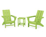 POLYWOOD Modern 3-Piece Adirondack Set with Long Island 18" Side Table in Lime