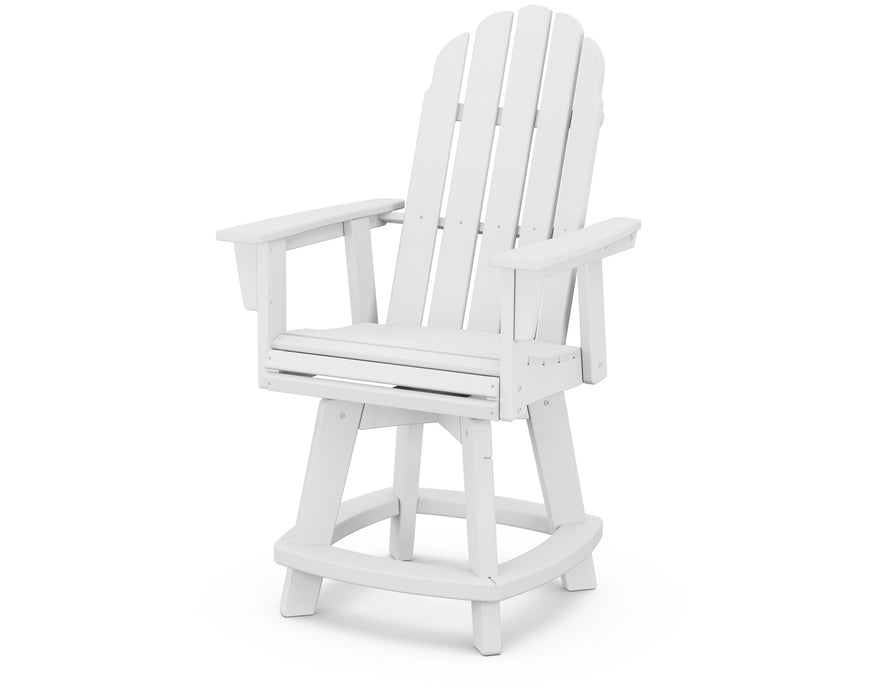 POLYWOOD Vineyard Curveback Adirondack Swivel Counter Chair in White
