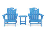 POLYWOOD Wave 3-Piece Adirondack Set with The Ocean Chair in Pacific Blue