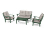 POLYWOOD Lakeside 4-Piece Deep Seating Set in Vintage White with Natural Linen fabric