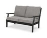 POLYWOOD Braxton Deep Seating Settee in Sand with Ash Charcoal fabric