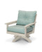 POLYWOOD Vineyard Deep Seating Swivel Chair in Teak with Dune Burlap fabric