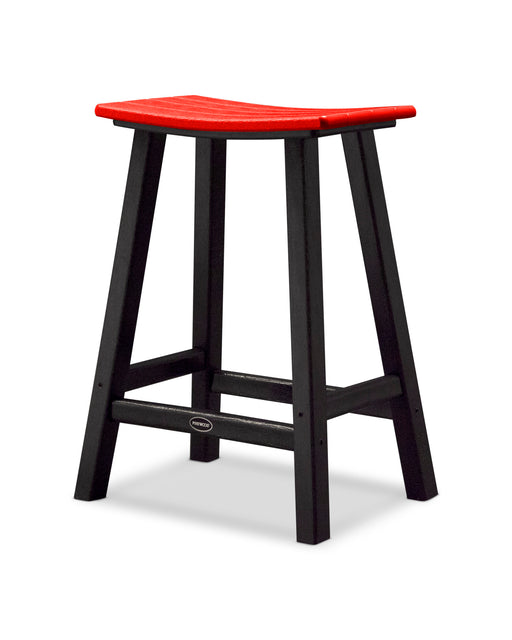 POLYWOOD® Contempo 24" Saddle Counter Stool in Black / Sunset Red