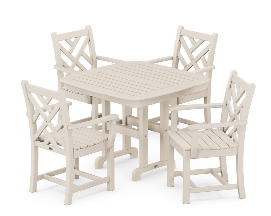 POLYWOOD Chippendale 5-Piece Arm Chair Dining Set in Sand