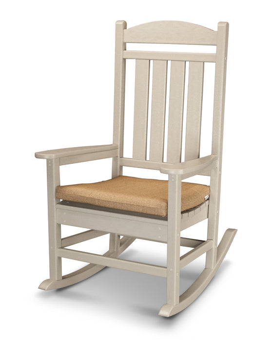 POLYWOOD Presidential Rocker with Seat Cushion in Sand with Sesame fabric