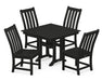 POLYWOOD Vineyard 5-Piece Farmhouse Trestle Side Chair Dining Set in Black