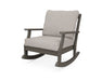 POLYWOOD Braxton Deep Seating Rocking Chair in Vintage Coffee with Ash Charcoal fabric