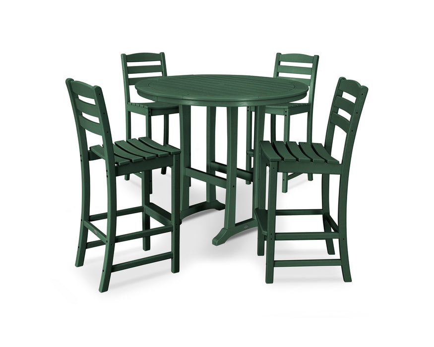 POLYWOOD 5 Piece La Casa Side Chair Bar Dining Set in Green