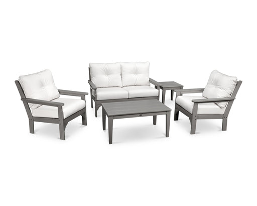 POLYWOOD Vineyard 5-Piece Deep Seating Set in Slate Grey with Natural fabric