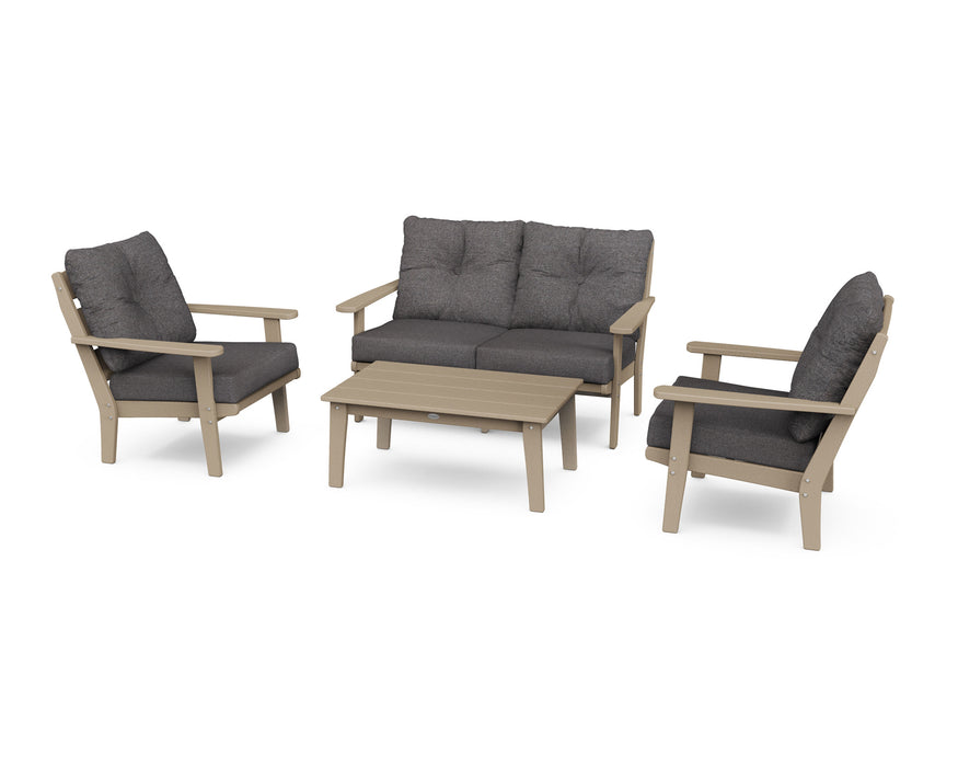 POLYWOOD Lakeside 4-Piece Deep Seating Set in Black with Grey Mist fabric