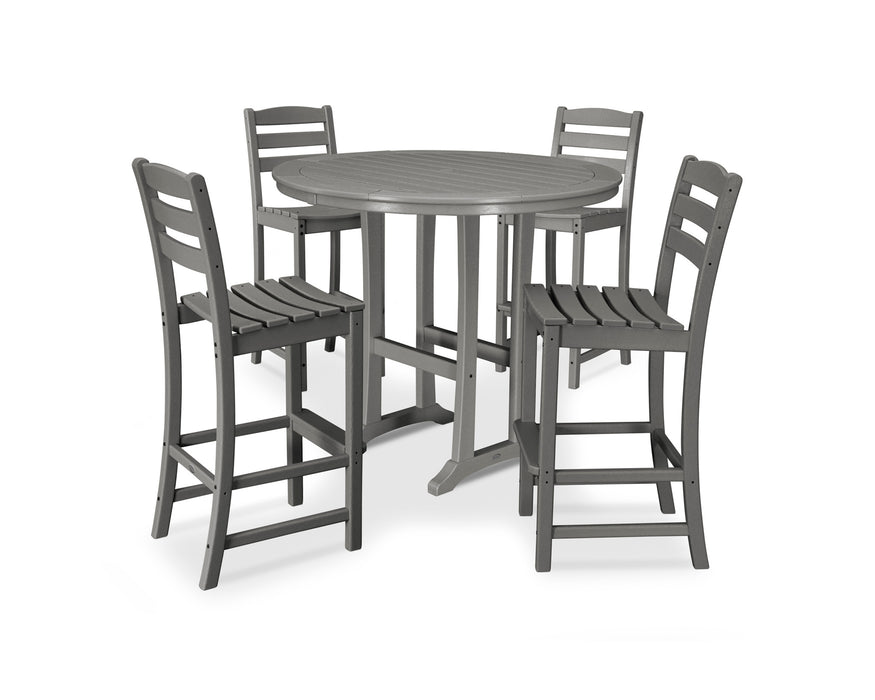 POLYWOOD 5 Piece La Casa Side Chair Bar Dining Set in Slate Grey