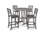 POLYWOOD 5 Piece La Casa Side Chair Bar Dining Set in Slate Grey