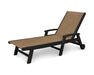 POLYWOOD Coastal Chaise with Wheels in Black with Burlap fabric