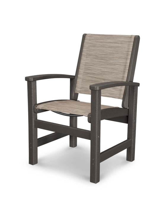 POLYWOOD Coastal Dining Chair in Vintage Coffee with Onyx fabric