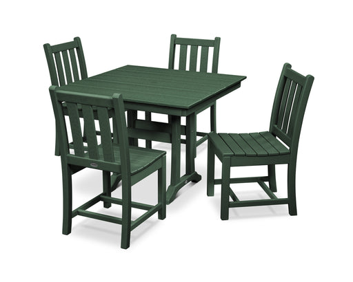 POLYWOOD Traditional Garden 5-Piece Farmhouse Trestle Dining Set in Green