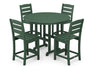 POLYWOOD Lakeside 5-Piece Round Counter Side Chair Set in Green