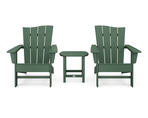POLYWOOD Wave 3-Piece Adirondack Chair Set in Green