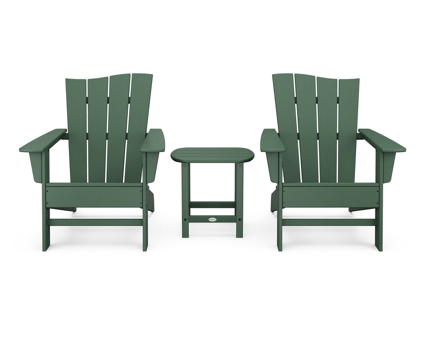 POLYWOOD Wave 3-Piece Adirondack Chair Set in Green