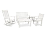 POLYWOOD Vineyard 5-Piece Bench & Rocking Chair Set in White