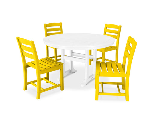 POLYWOOD 5 Piece La Casa Side Chair Dining Set in Lemon / White