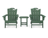 POLYWOOD Wave 3-Piece Adirondack Set with The Ocean Chair in Green