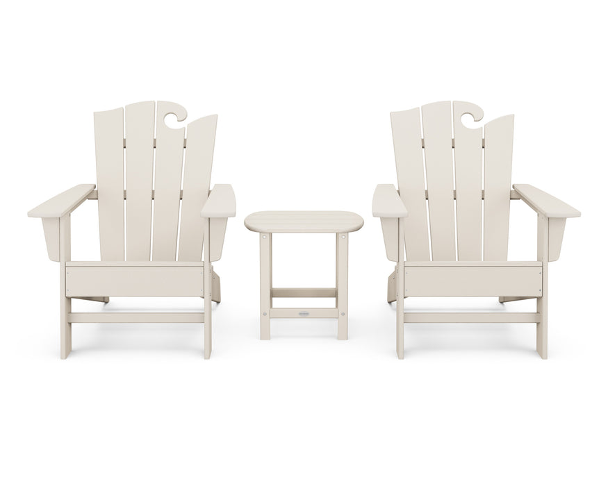 POLYWOOD Wave 3-Piece Adirondack Set with The Ocean Chair in Sand