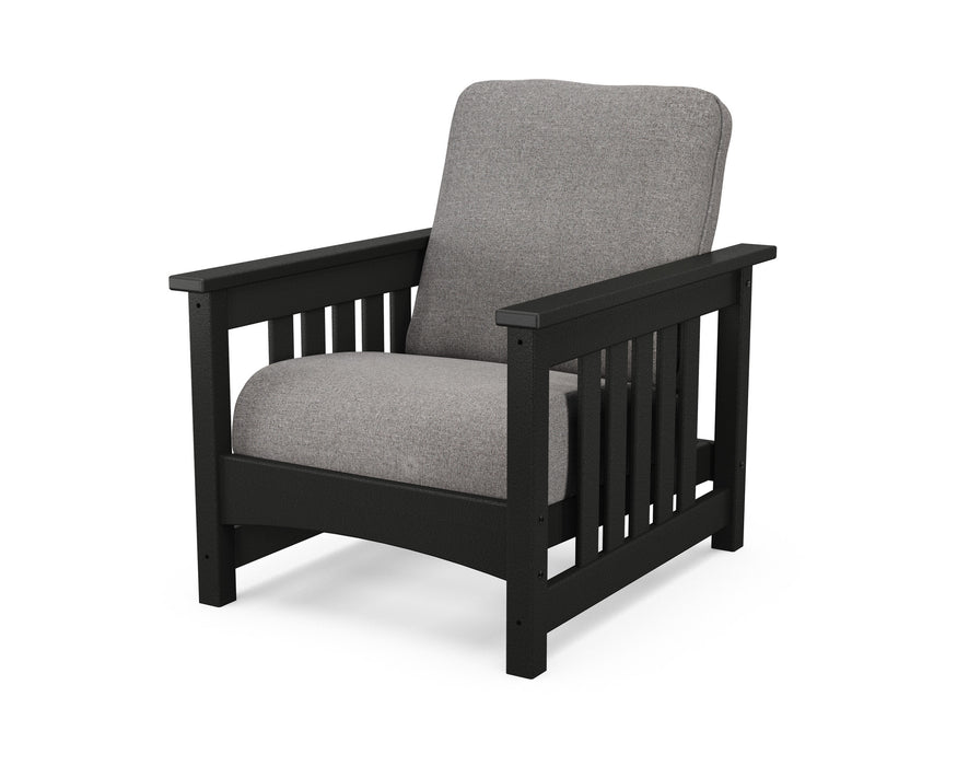 POLYWOOD Mission Chair in Black with Grey Mist fabric