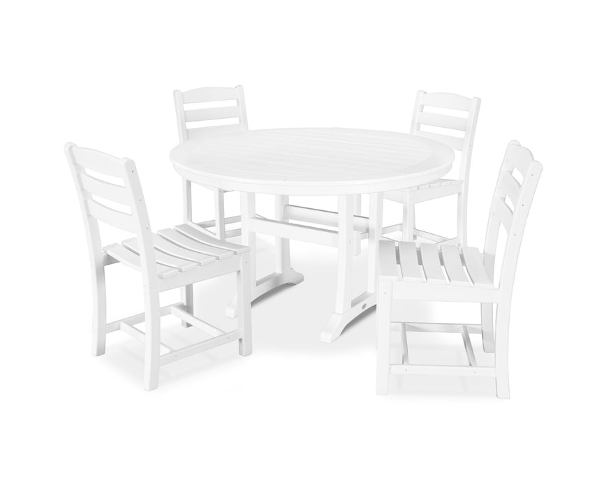 POLYWOOD 5 Piece La Casa Side Chair Dining Set in White