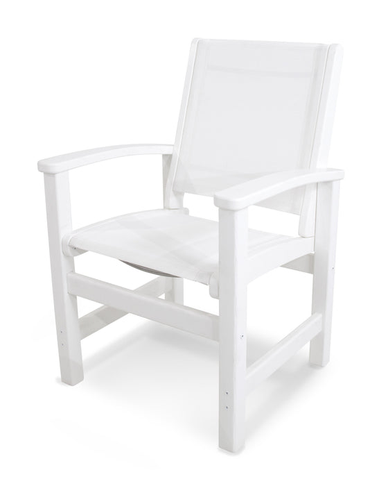POLYWOOD Coastal Dining Chair in White with White fabric