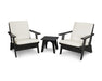 POLYWOOD Riviera Modern Lounge 3-Piece Set in Black with Grey Mist fabric