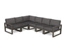 POLYWOOD EDGE 6-Piece Modular Deep Seating Set in Vintage Coffee with Ash Charcoal fabric