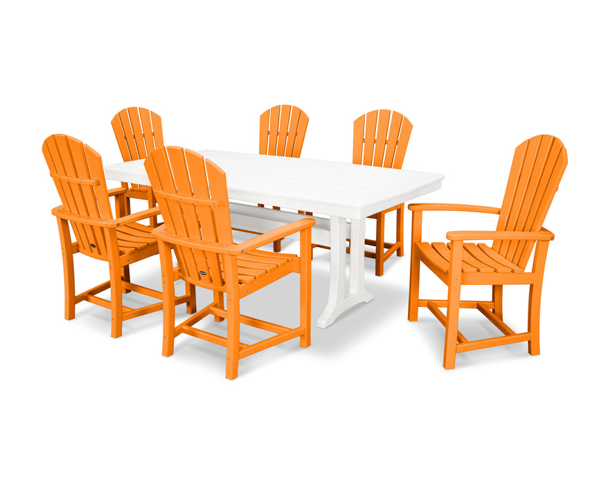 POLYWOOD 7 Piece  Palm Coast Dining Set in Tangerine / White