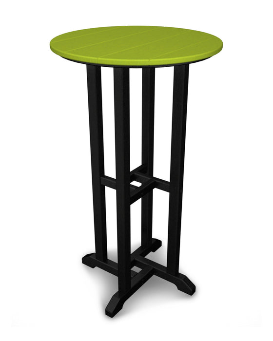 POLYWOOD Contempo 24" Round Bar Table in Black / Lime