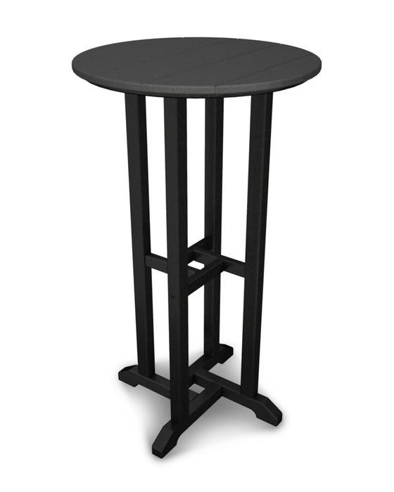 POLYWOOD Contempo 24" Round Bar Table in Black / Grey