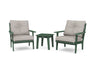 POLYWOOD Lakeside 3-Piece Deep Seating Chair Set in Green with Weathered Tweed fabric