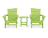 POLYWOOD Wave 3-Piece Adirondack Chair Set in Lime