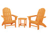 POLYWOOD Vineyard 3-Piece Curveback Adirondack Set with South Beach 18" Side Table in Tangerine