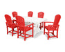 POLYWOOD 7 Piece  Palm Coast Dining Set in Sunset Red / White