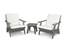 POLYWOOD Riviera Modern Lounge 3-Piece Set in Slate Grey with Natural fabric