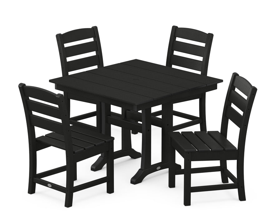 POLYWOOD Lakeside 5-Piece Farmhouse Trestle Side Chair Dining Set in Sand