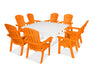 POLYWOOD Nautical Adirondack 9-Piece Trestle Dining Set in Tangerine / White
