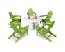 POLYWOOD Classic Folding Adirondack 6-Piece Conversation Set with Fire Pit Table in Lime / White